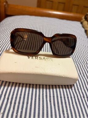Versace Brown Tortoiseshell Oversized Square Sunglasses